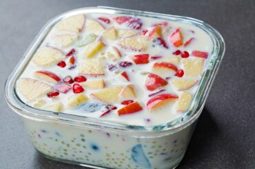 Fruits Sago Dessert Recipe | Healthy Fruits Dessert | Milk Sago Fruits Dish | Ramadan Iftar Recipe