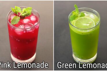 2 Lemonade Recipes - No Soda - Green Lemonade - Pink Lemonade - Healthy Refreshing Summer Drinks