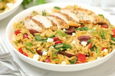 Mediterranean Chicken Orzo | 30 Minute Weeknight Dinner Recipe!