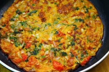 easy and simple egg breakfast recipe - quick masala egg omelette fluffy and spongy