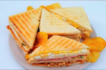 Club sandwich (Ramzan special)|Restaurant style three layer chicken club sandwiches recipe