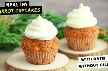 Healthy Carrot Cake Cupcakes with Greek Yogurt Frosting