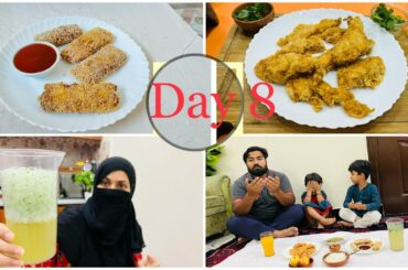 Kfc chicken fry , chicken bread pockets, nano drinks , Daal chawal , iftar routine , complete menu
