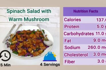 Flat Belly Salad Recipe; Healthy Spinach Salad with Warm Mushroom Recipe with Ingredients