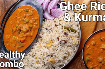 Ghee Rice & Red Coloured Veg Kurma Combo Meal Recipe - Wedding Catering Style | Nei Choru Kurma
