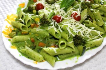 Healthy Spinach Pasta With Exotic Vegetables | Quick & Easy Pasta Recipe | Green Pasta