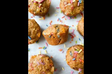 Little Bites Birthday Cake Mini Muffins - healthy gluten-free copycat recipe!