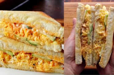 Grilled Cheese With Soft Scrambled Egg Sandwich | Egg Mayo Sandwiches Recipe | Healthy Breakfast |