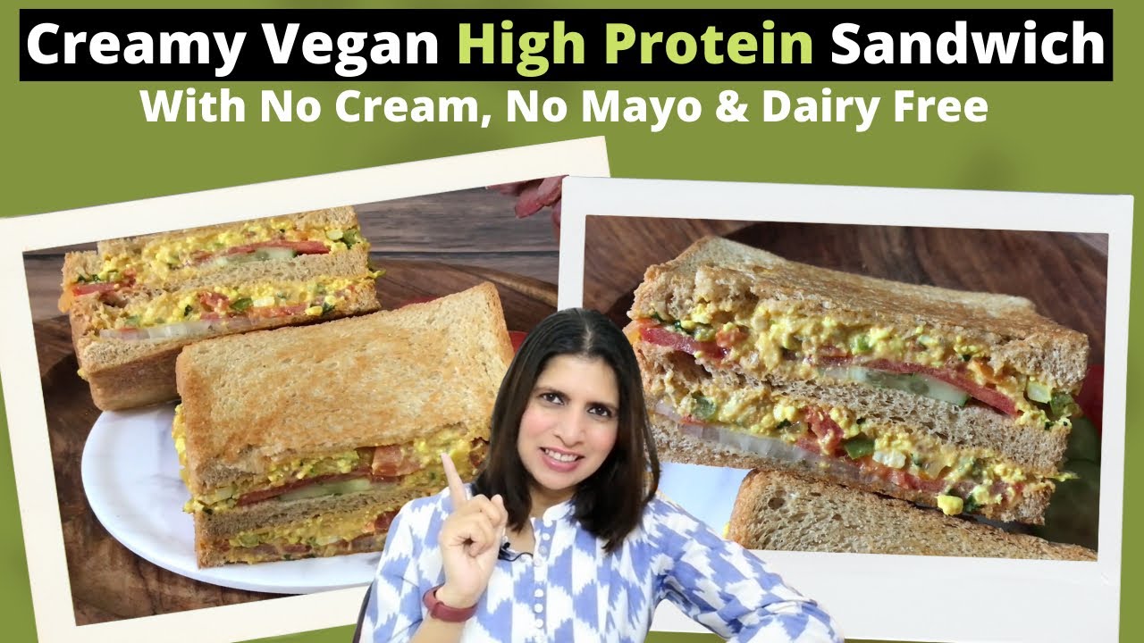 Low Fat High Protein Breakfast or Lunch box Sandwich Recipe | Healthy | No Cream & Mayo | Vegan Low Fat High Protein Breakfast or Lunch box Sandwich Recipe | Healthy | No Cream & Mayo | Vegan