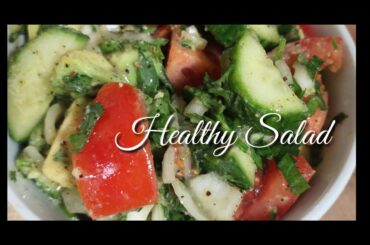 Healthy Salad . Tomato Avocado Cucumber   Fresh  Easy Quickly Salad  Recipe.