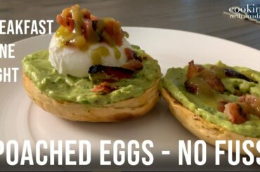 Easy Healthy Breakfast Bagel Sandwich with Egg, Bacon & Guacamole | How to Easily Poach an Egg