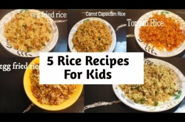 Kids Lunch Box Recipes |5 Quick& Easy Indian Lunch Ideas |Healthy Rice Recipes For 2+ Toddlers&Kids