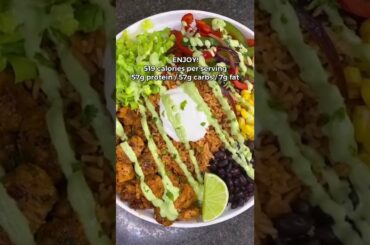 Healthy Low Calorie Burrito Bowl! All for 500 calories! #healthyrecipes #recipe #food #shorts
