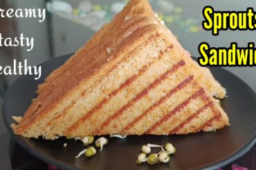Sprouts Sandwich Recipe | No Mayo No Cheese Sandwich Recipe | Healthy Weight Loss Breakfast Recipes