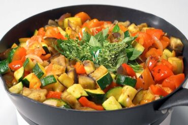 Easy Pan-Cooked Ratatouille in 40 Min! Delicious Healthy Vegetarian Dinner. Recipe by Always Yummy!