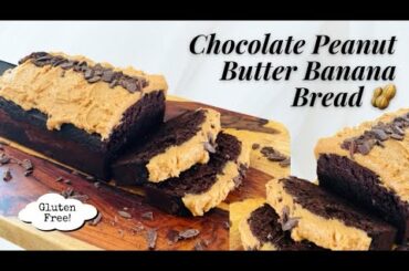 Chocolate Peanut Butter Banana Bread | Gluten Free and Healthy Banana Bread #bananabreadrecipe