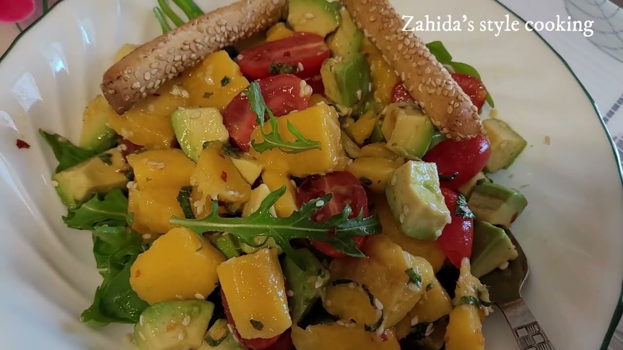 how to make avocado mango salad I tomato salad recipe I fruits salad by Zahida's style cooking how to make avocado mango salad I tomato salad recipe I fruits salad by Zahida's style cooking