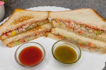 CREAMY HEALTHY VEG SANDWICH || CREAMY HEALTHY VEGETABLE SANDWICH RECIPE WITHOUT MAYONNAISE & CHEESE