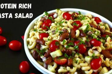 PROTEIN RICH VEGAN PASTA SALAD | QUICK & HEALTHY MACARONI SALAD RECIPE | HEALTHY LUNCH/DINNER IDEA