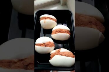 Healthy DEVIL EGGS Sandwich - 2 ingredients protein snack  #shorts