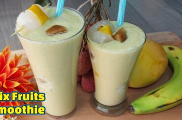 Mixed Fruit Smoothie | Summer Special Healthy Breakfast Recipe | How to make fruit smoothie
