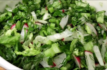 The best vegetarian chopped lettuce salad with radish and cucumber _ healthy lettuce salad recipes