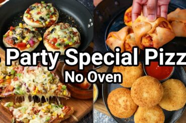 4 No Base No Oven Pizza Snacks Recipe - Party Special | Party Pizza Snacks Recipes in Minutes