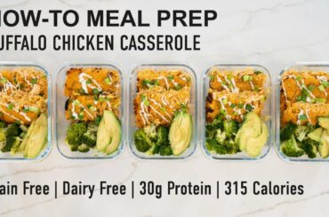 Meal Prep Buffalo Chicken Casserole | 315 Calories, 30g Protein | Healthy Dinner Recipes