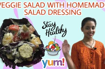 Veggie Salad With Homemade Salad Dressing// Yummy and Healthy Salad// Kudoz Craze