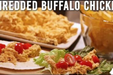 Healthy Shredded Buffalo Chicken Recipe - For Wraps or Dip - High and Low Calorie Option