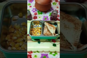 school lunch box idea day-13/healthy recipe/butter garlic sandwich/corn/candy/ketchup#shorts