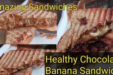 2Healthy Breakfast Recipe | How to make chocolate banana sandwich | Healthy Dahi sandwich