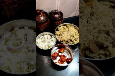 Husband's healthy lunch box ideas|| DAY -18 ||Vegetable pulao||Sprouts Raitha|| Gobi chilli #shorts