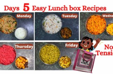 Monday to Friday 5 Easy , Healthy 15 Mins Lunch Box Recipes with Side Dish | 5 Days 5 Lunch box