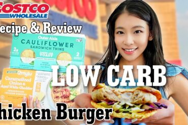 Costco healthy burger recipe with Outer Aisle Cauliflower Sandwich thins & Amylu chicken burger