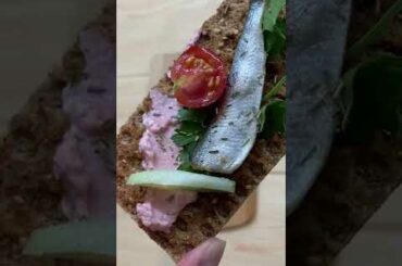 Healthy sandwich with caviar and marinated sardine