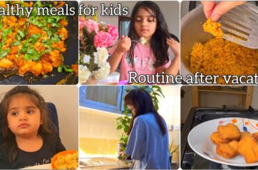 Routine after Vacation | Healthy Lunch And Dinner Ideas For Kids | Dhaba Anda(egg) Ghotala  Recipe