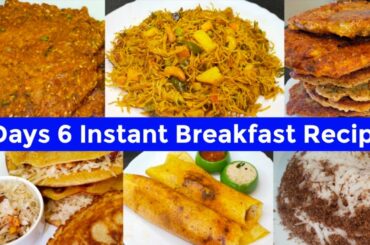 6 Quick & Instant Healthy Breakfast Recipes /For Pcos / Diabetes/ Mon to Sat Instant Recipes