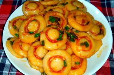 garlic seasoned rice flour recipe | healthy dinner recipe | chewy garlic seasoned noodles recipe