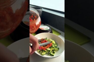 Cucumber with Kimchi #shorts #asmr #asmrsounds #salad #healthy