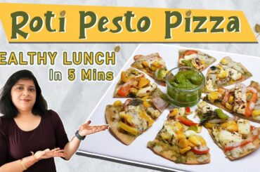 Roti pesto pizza recipe| healthy lunch recipe| healthy tiffin recipe| Roti pizza recipe by dietichen