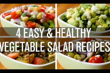 4 Easy and Healthy Vegetable Salad Recipes - Chickpea Salad -Lentils Salad -