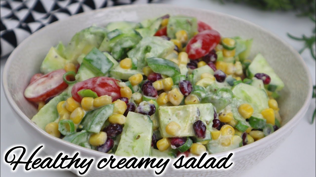 Healthy Creamy Salad Recipe | Weight loss salad with yogurt dressing recipe by Aneela in kitchen Healthy Creamy Salad Recipe | Weight loss salad with yogurt dressing recipe by Aneela in kitchen