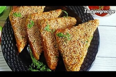 5 minutes snacks recipe | Healthy, quick & easy tiffin/lunchbox recipes | Bread Sesame toast recipe
