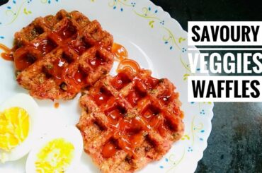 Savoury Veggies Waffles | Healthy Breakfast Ideas | Kids Lunch Box Recipe