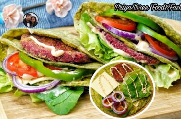 Try this new healthy burger wrap recipe | Homemade veggie patty & roti wrap