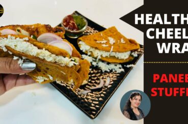Healthy Cheela Wrap || quick & easy nutritious snacks recipe || paneer stuffed besan cheela wrap ||