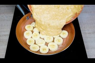 Oatmeal banana bread in the skillet - Sugar free and wheat free, healthy breakfast!