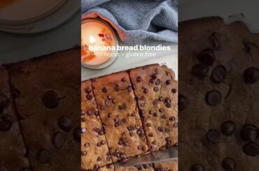 Banana Bread Blondies (vegan + gluten free)! #recipe #baking #cooking #healthy #dessert #easyrecipe