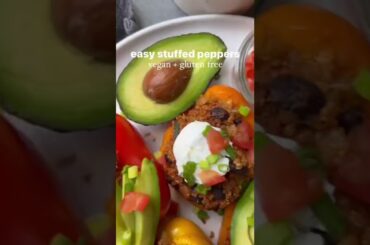EASY STUFFED PEPPERS (vegan + gluten free) #recipe #cooking #healthy #dinner #vegan #easyrecipe